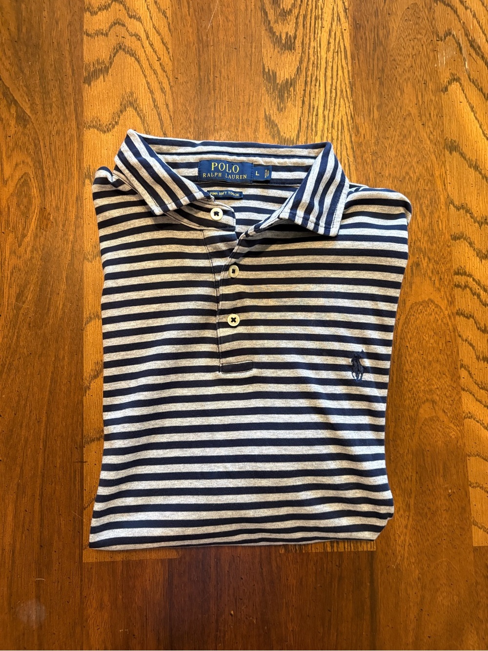 Ralph Lauren Navy and White Striped Polo Shirt